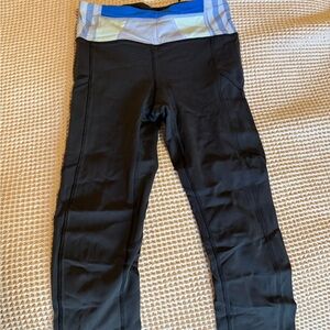 Lululemon Athletica Speed Tight Black and Blue Leggings